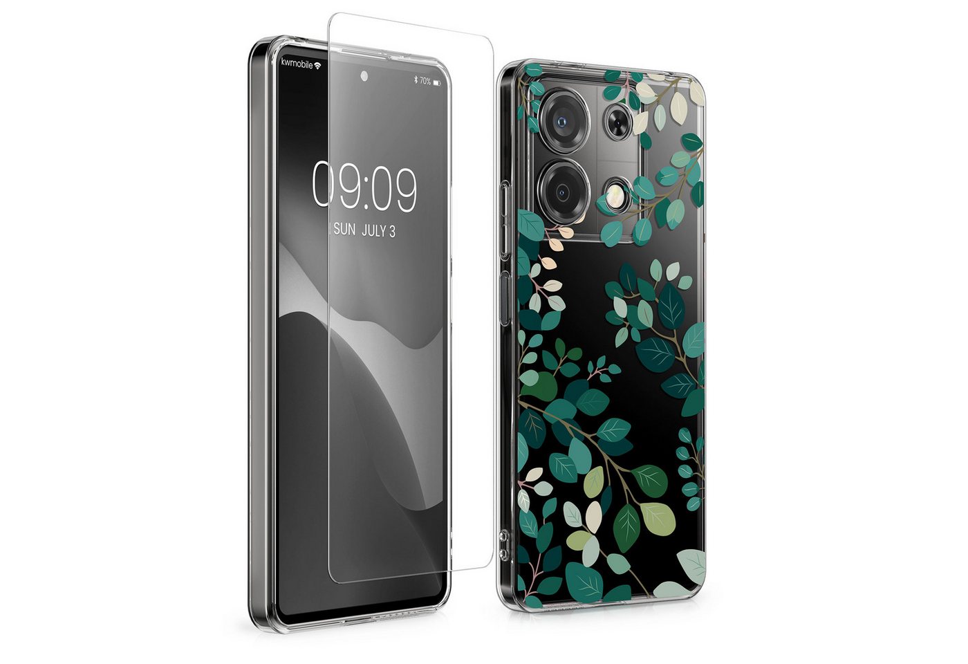 kwmobile Handyhülle Hülle für Xiaomi Redmi Note 13 5G Handyhülle - Silikon, Case mit Schutzfolie Frühlingsblätter Design kwmobile Handyhülle Hülle für Xiaomi Redmi Note 13 5G Handyhülle - Silikon, Case mit Schutzfolie Frühlingsblätter Design von kwmobile