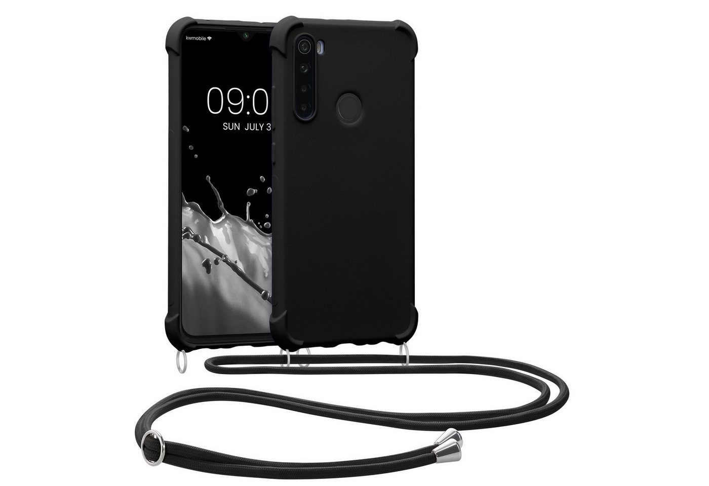 kwmobile Handyhülle Hülle für Xiaomi Redmi Note 8 (2019 / 2021), mit Metall Kette zum Umhängen - Silikon Handy Cover Case Schutzhülle von kwmobile