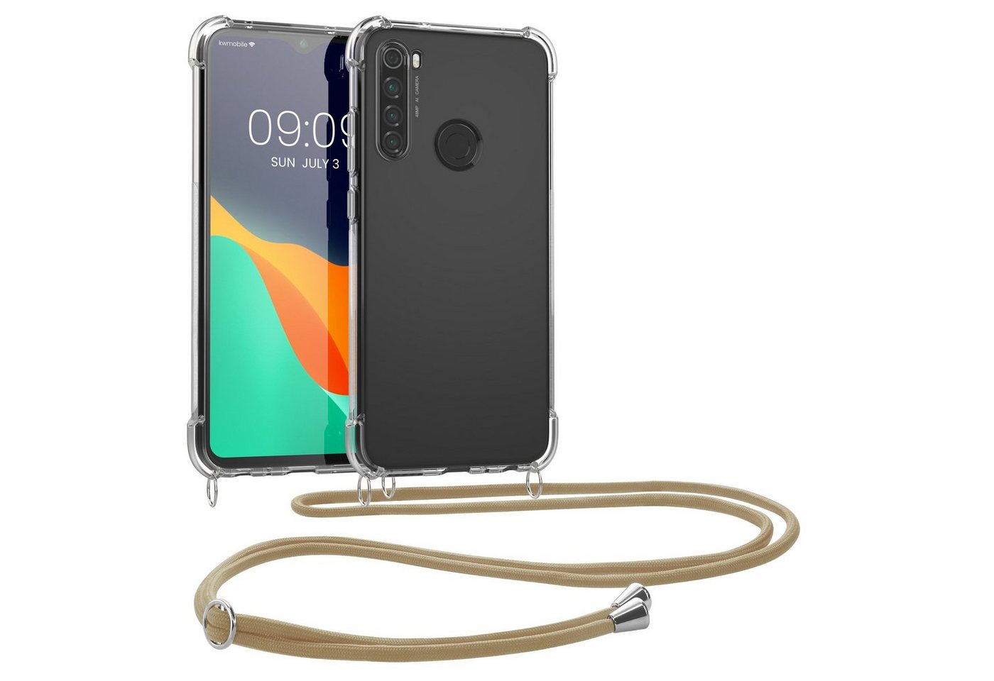 kwmobile Handyhülle Necklace Case für Xiaomi Redmi Note 8 (2019 / 2021), Hülle Silikon mit Handykette - Band Handyhülle von kwmobile