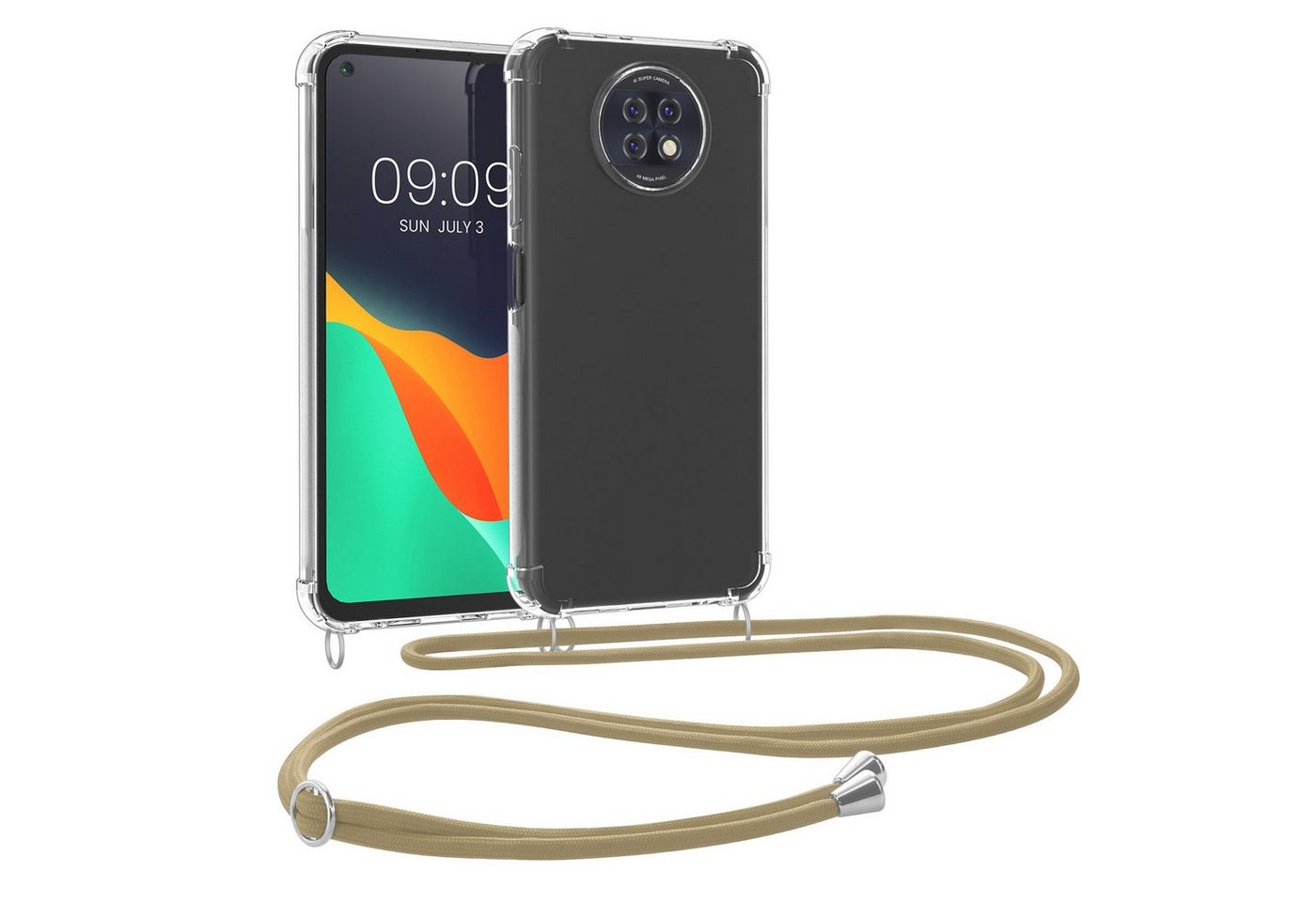 kwmobile Handyhülle Necklace Case für Xiaomi Redmi Note 9T, Hülle Silikon mit Handykette - Band Handyhülle von kwmobile