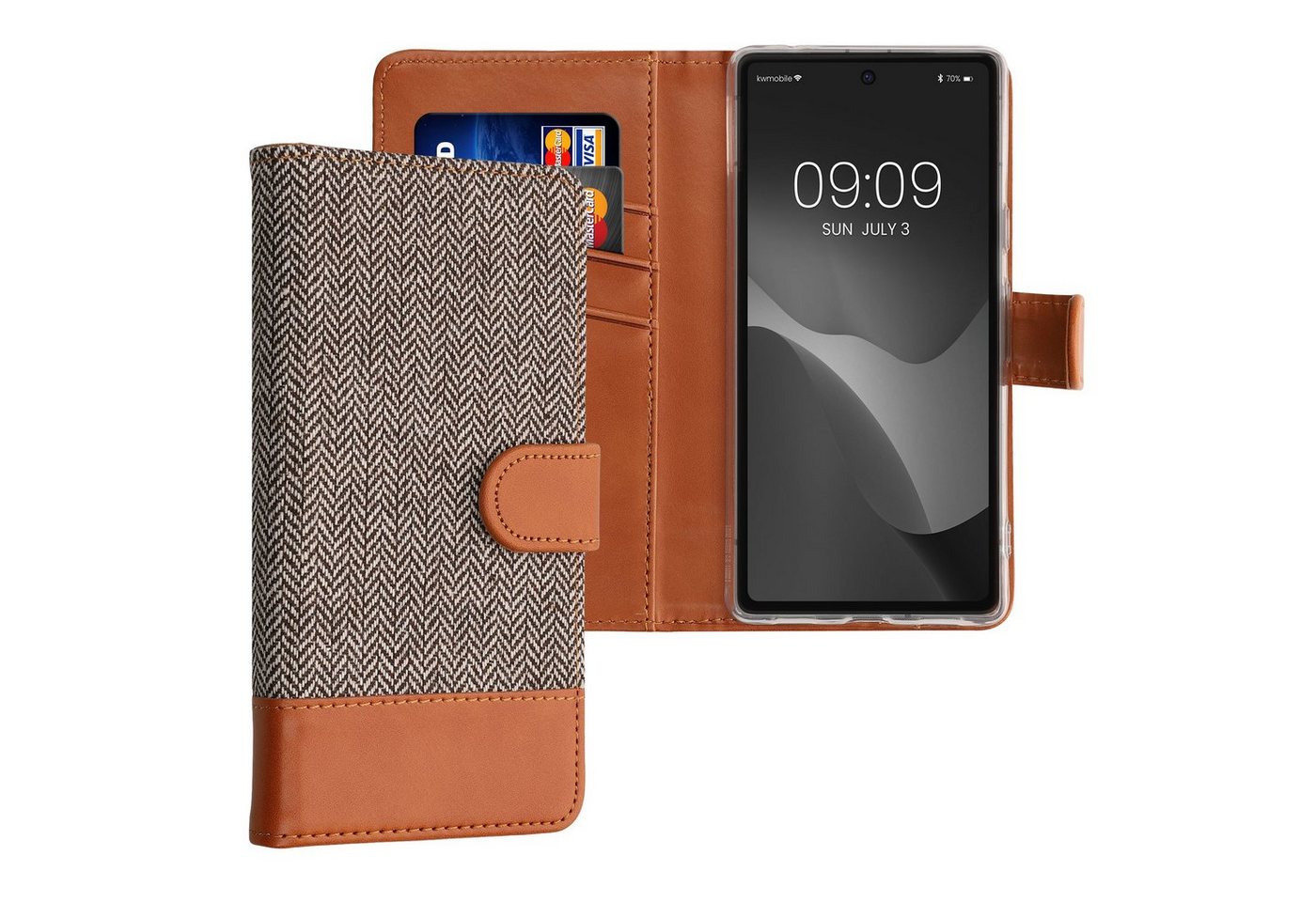 kwmobile Handyhülle Wallet Case für Google Pixel 7a, Hülle mit Ständer - Handyhülle Kartenfächer von kwmobile