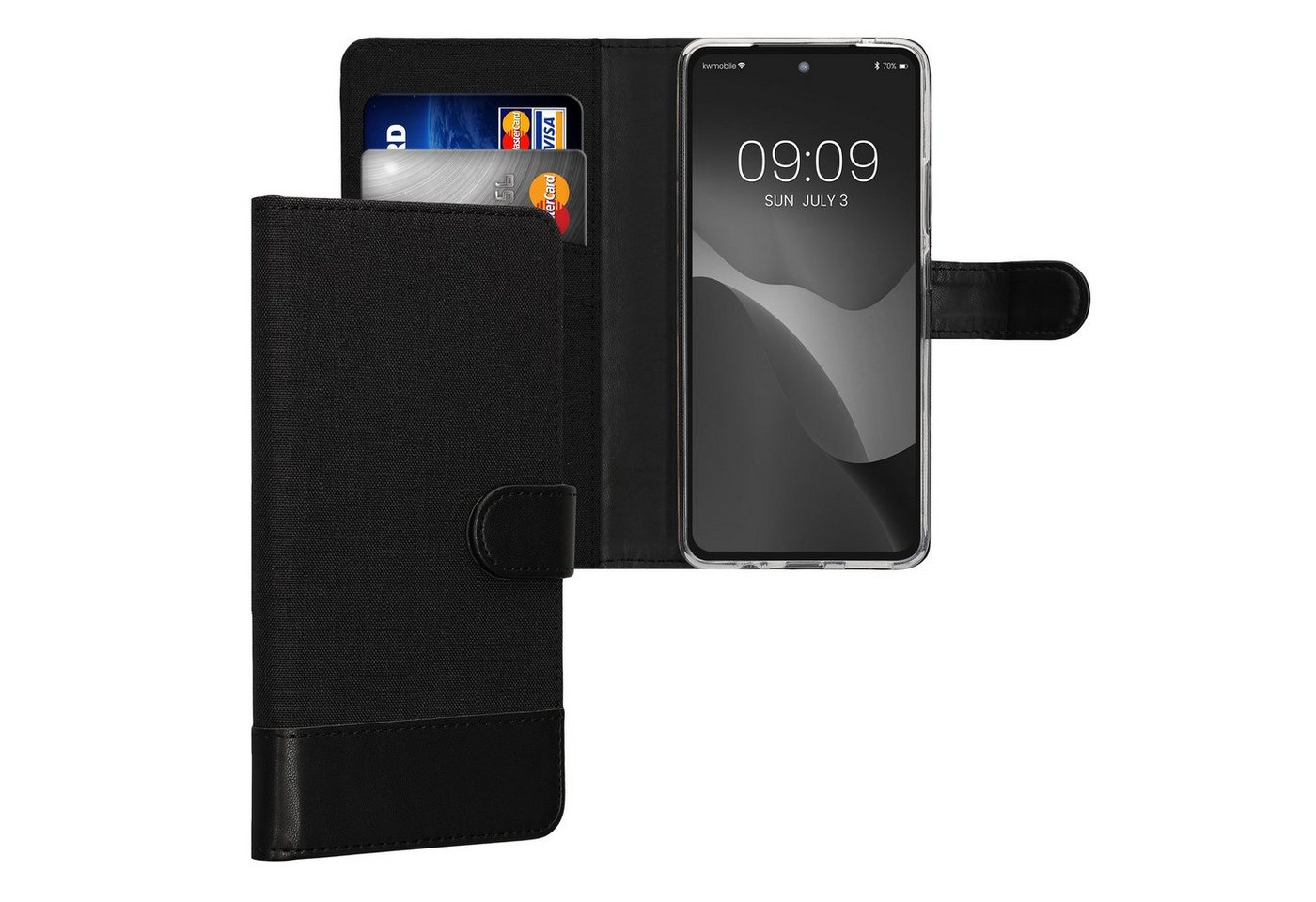 kwmobile Handyhülle Wallet Case kompatibel mit Motorola Moto G72, Hülle mit Ständer - Handyhülle Kartenfächer von kwmobile