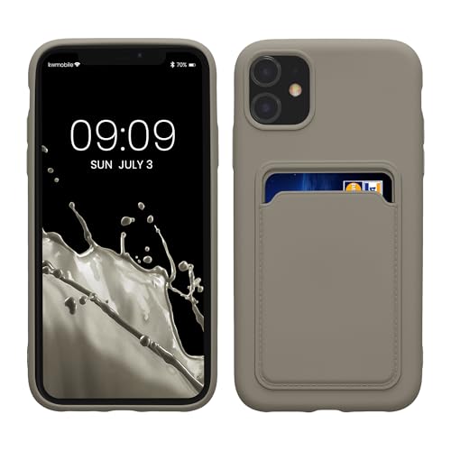 kwmobile Handyhülle kompatibel mit Apple iPhone 11 Hülle - Handy Cover mit Fach für Karten - in Hellgrau matt von kwmobile