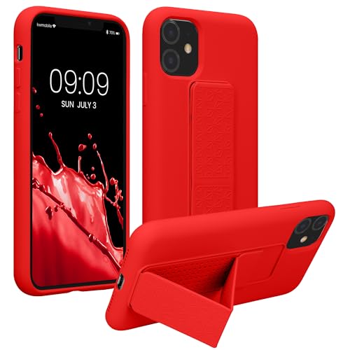 kwmobile Handyhülle kompatibel mit Apple iPhone 11 - Hülle mit Fingerhalter und Standfunktion - Silikon Case Handy Cover in Rot von kwmobile