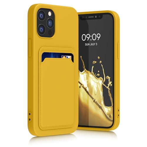 kwmobile Handyhülle kompatibel mit Apple iPhone 12 / iPhone 12 Pro Hülle - Handy Cover mit Fach für Karten - in Strahlend Gelb von kwmobile