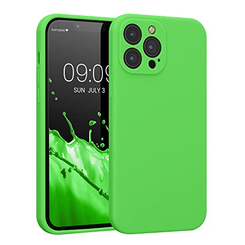 kwmobile Handyhülle kompatibel mit Apple iPhone 13 Pro Max Hülle - gummierte Handy Case aus Silikon in Limettengrün von kwmobile