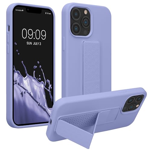 kwmobile Handyhülle kompatibel mit Apple iPhone 13 Pro Max - Hülle mit Fingerhalter und Standfunktion - Silikon Case Handy Cover in Lavendel von kwmobile