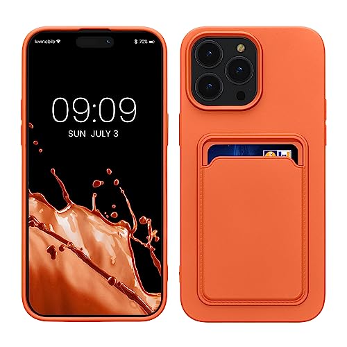 kwmobile Handyhülle kompatibel mit Apple iPhone 14 Pro Max Hülle - Handy Cover mit Fach für Karten - in Orange von kwmobile