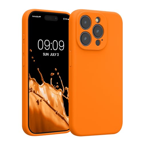 kwmobile Handyhülle kompatibel mit Apple iPhone 15 Pro Hülle - gummierte Handy Case aus Silikon in Fruity Orange von kwmobile