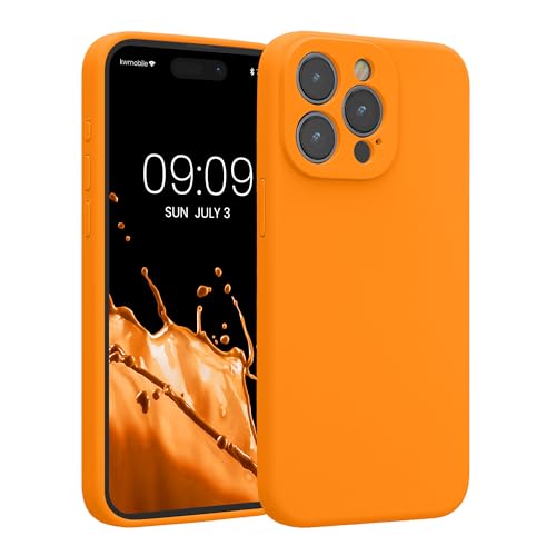 kwmobile Handyhülle kompatibel mit Apple iPhone 15 Pro Max Hülle - gummierte Handy Case aus Silikon in Fruity Orange von kwmobile