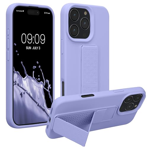 kwmobile Handyhülle kompatibel mit Apple iPhone 16 Pro Max - Hülle mit Fingerhalter und Standfunktion - Silikon Case Handy Cover in Lavendel von kwmobile