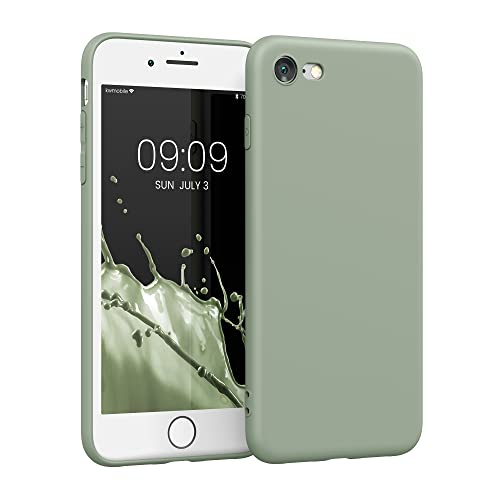 kwmobile Handyhülle kompatibel mit Apple iPhone SE (2022) / iPhone SE (2020) / iPhone 8 / iPhone 7 Hülle - Handy Case aus weichem Silikon in Graugrün von kwmobile