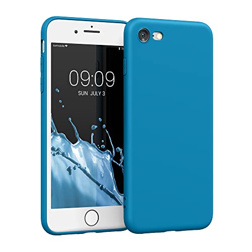 kwmobile Handyhülle kompatibel mit Apple iPhone SE (2022) / iPhone SE (2020) / iPhone 8 / iPhone 7 Hülle - Handy Case aus weichem Silikon in Karibikblau von kwmobile