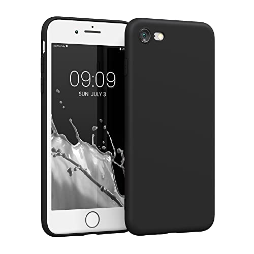 kwmobile Handyhülle kompatibel mit Apple iPhone SE (2022) / iPhone SE (2020) / iPhone 8 / iPhone 7 Hülle - Handy Case aus weichem Silikon in Schwarz matt von kwmobile