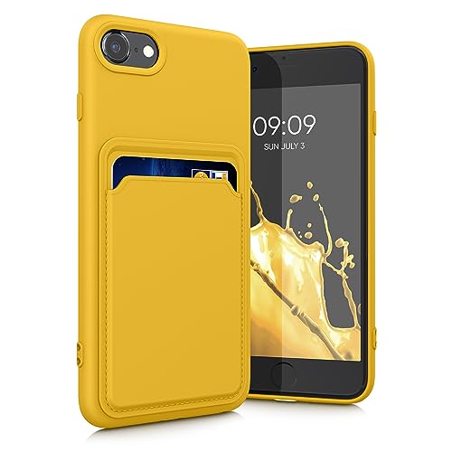kwmobile Handyhülle kompatibel mit Apple iPhone SE (2022) / iPhone SE (2020) / iPhone 8 / iPhone 7 Hülle - Handy Cover mit Fach für Karten - in Strahlend Gelb von kwmobile