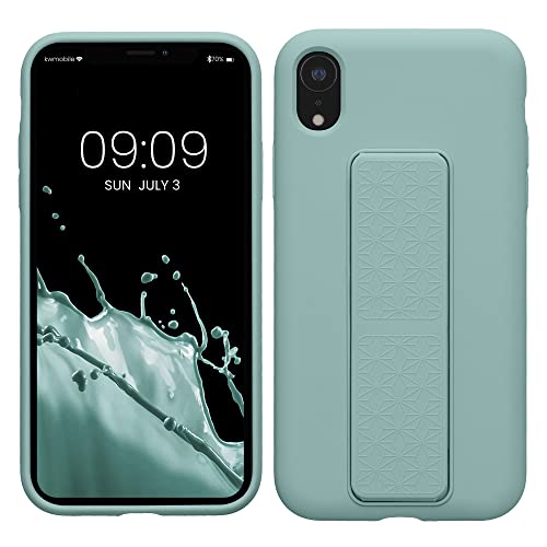 kwmobile Handyhülle kompatibel mit Apple iPhone XR - Hülle mit Fingerhalter und Standfunktion - Silikon Case Handy Cover in Mintgrün von kwmobile