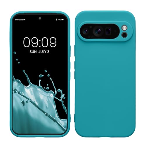 kwmobile Handyhülle kompatibel mit Google Pixel 9 Pro Hülle - Handy Case aus weichem Silikon in Petrol matt von kwmobile