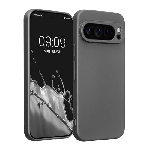 kwmobile Handyhülle kompatibel mit Google Pixel 9 Pro Hülle - weiche Silikon Case metallisch schimmernd in Metallic Grau von kwmobile
