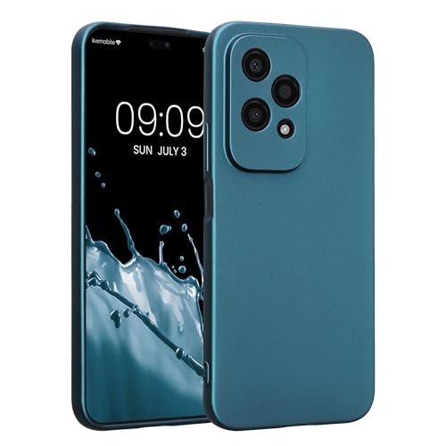 kwmobile Handyhülle kompatibel mit Honor 200 Lite Hülle - weiche Silikon Case metallisch schimmernd in Metallic Karibikblau von kwmobile