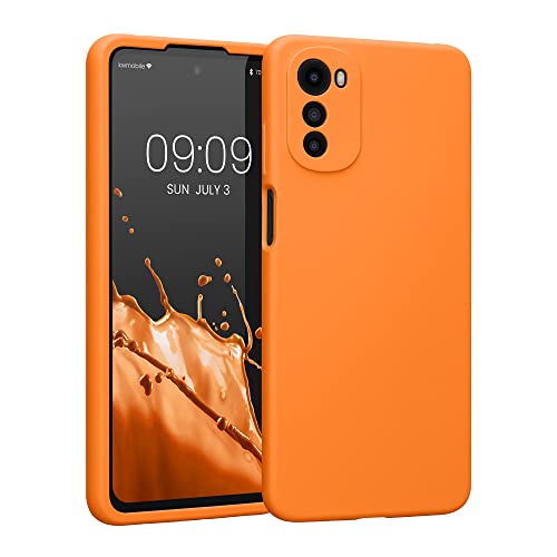 kwmobile Handyhülle kompatibel mit Motorola Moto E32 Hülle - gummierte Handy Case aus Silikon in Fruity Orange von kwmobile
