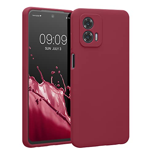 kwmobile Handyhülle kompatibel mit Motorola Moto G73 5G Hülle - gummierte Handy Case aus Silikon in Rhabarber Rot von kwmobile