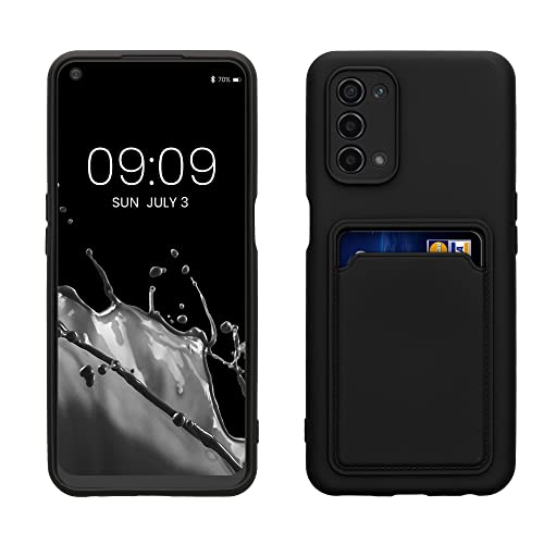 kwmobile Handyhülle kompatibel mit Oppo A74 (5G) / A54 (5G) Hülle - Handy Cover mit Fach für Karten - in Schwarz matt von kwmobile