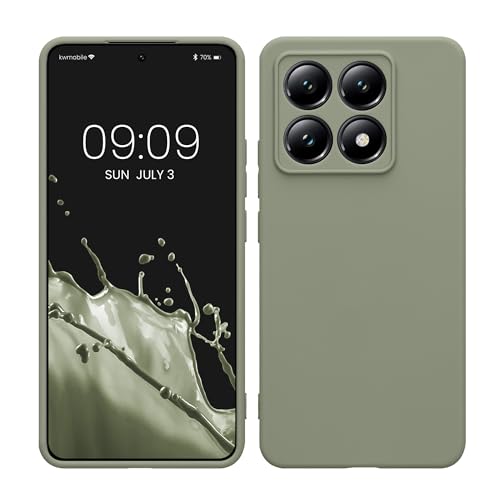 kwmobile Handyhülle kompatibel mit Xiaomi 14T Hülle - Handy Case aus weichem Silikon in Graugrün von kwmobile