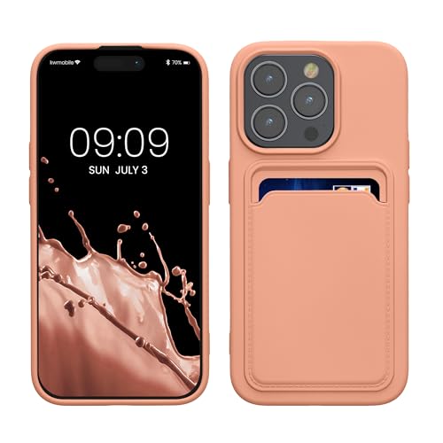 kwmobile Handyhülle kompatibel mit iPhone 15 Pro Hülle - Handy Cover mit Fach für Karten - in Grapefruit Pink von kwmobile