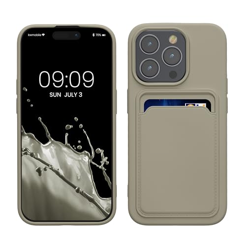kwmobile Handyhülle kompatibel mit iPhone 15 Pro Hülle - Handy Cover mit Fach für Karten - in Hellgrau matt von kwmobile