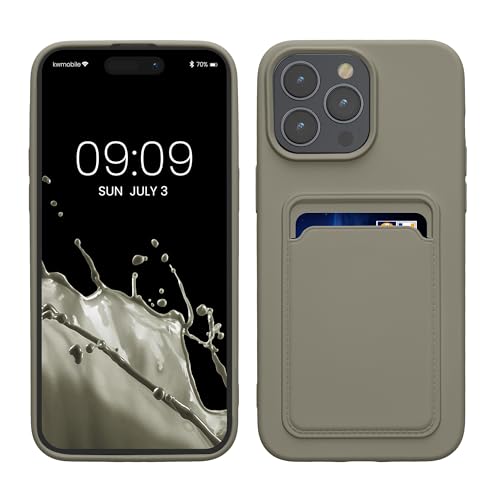 kwmobile Handyhülle kompatibel mit iPhone 15 Pro Max Hülle - Handy Cover mit Fach für Karten - in Hellgrau matt von kwmobile