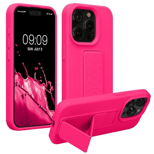 kwmobile Handyhülle kompatibel mit iPhone 15 Pro Max - Hülle mit Fingerhalter und Standfunktion - Silikon Case Handy Cover in Neon Pink kwmobile Handyhülle kompatibel mit iPhone 15 Pro Max - Hülle mit Fingerhalter und Standfunktion - Silikon Case Handy Cover in Neon Pink von kwmobile