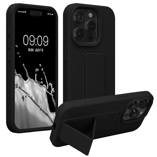 kwmobile Handyhülle kompatibel mit iPhone 15 Pro Max - Hülle mit Fingerhalter und Standfunktion - Silikon Case Handy Cover in Schwarz kwmobile Handyhülle kompatibel mit iPhone 15 Pro Max - Hülle mit Fingerhalter und Standfunktion - Silikon Case Handy Cover in Schwarz von kwmobile