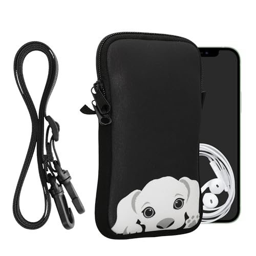 kwmobile Handytasche für Smartphones L - 6,5" - Neopren Handy Hülle Schwarz Weiß - Handy Tasche mit Kette 16,5 x 8,9 cm Innenmaße - Neugieriger Hund kwmobile Handytasche für Smartphones L - 6,5" - Neopren Handy Hülle Schwarz Weiß - Handy Tasche mit Kette 16,5 x 8,9 cm Innenmaße - Neugieriger Hund von kwmobile