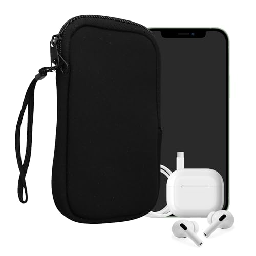 kwmobile Handytasche für Smartphones M - 5,5" - Neopren Handy Hülle Schwarz - Handy Tasche 15,2 x 8,3 cm Innenmaße von kwmobile