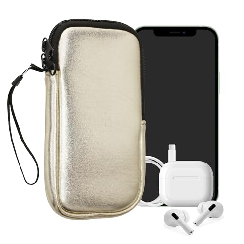 kwmobile Handytasche für Smartphones XL - 6,7/6,8" - Neopren Handy Hülle Metallic Gold - Handy Tasche 17,2 x 8,4 cm Innenmaße von kwmobile