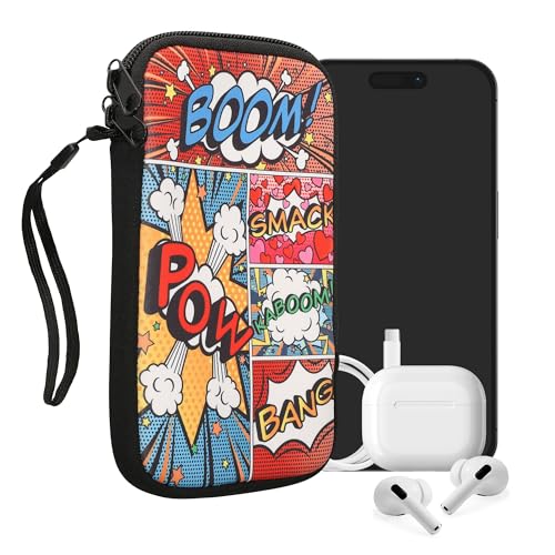 kwmobile Handytasche für Smartphones XL - 6,7/6,8" - Neopren Handy Tasche Hülle Cover Case Schutzhülle - Comic Symbole Mehrfarbig - 17,2 x 8,4 cm Innenmaße von kwmobile