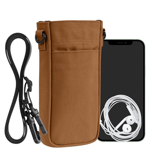 kwmobile Handytasche für Smartphones XXL - 7" - Canvas Handy Hülle mit Band - Handy Tasche mit Handykette 16,5 x 10 cm Innenmaße - Hellbraun kwmobile Handytasche für Smartphones XXL - 7" - Canvas Handy Hülle mit Band - Handy Tasche mit Handykette 16,5 x 10 cm Innenmaße - Hellbraun von kwmobile