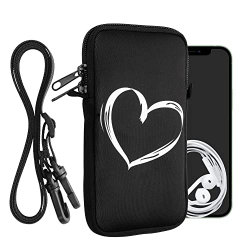kwmobile Handytasche für Smartphones XXL - 7" - Neopren Handy Hülle Weiß Schwarz - Handy Tasche mit Kette 17,7 x 8,5 cm Innenmaße - Herz Brush kwmobile Handytasche für Smartphones XXL - 7" - Neopren Handy Hülle Weiß Schwarz - Handy Tasche mit Kette 17,7 x 8,5 cm Innenmaße - Herz Brush von kwmobile
