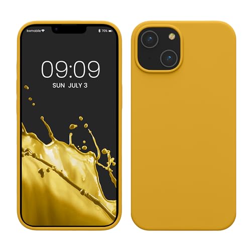 kwmobile Handyhülle für iPhone 14 Hülle, für iPhone 14 Case - Hülle Silikon - kabelloses Laden - Honiggelb von kwmobile
