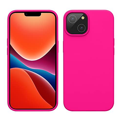 kwmobile Hülle für das iPhone 14 Hülle - dünnes Silikon Handy Case - stoßfeste Handyhülle mit weicher Oberfläche - unterstützt kabelloses Laden - Neon Pink von kwmobile