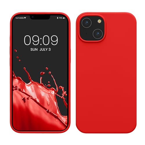 kwmobile Hülle für das iPhone 14 Hülle - dünnes Silikon Handy Case - stoßfeste Handyhülle mit weicher Oberfläche - unterstützt kabelloses Laden - Rot von kwmobile