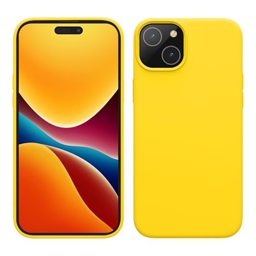kwmobile Hülle für das iPhone 15 Hülle - Silikon Handy Case - stoßfeste Handyhülle mit weicher Oberfläche - Strahlend Gelb von kwmobile