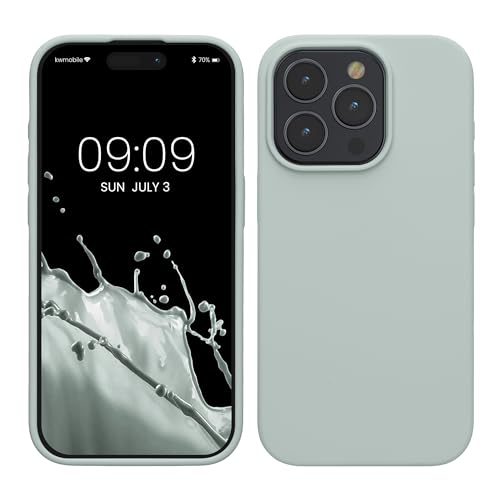 kwmobile Hülle für das iPhone 15 Pro Hülle - Silikon Handy Case - stoßfeste Handyhülle mit weicher Oberfläche - Cool Mint von kwmobile