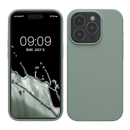 kwmobile Handyhülle für iPhone 15 Pro Hülle, für iPhone 15 Pro Case - Hülle Silikon - kabelloses Laden - Rainwashed Grün kwmobile Handyhülle für iPhone 15 Pro Hülle, für iPhone 15 Pro Case - Hülle Silikon - kabelloses Laden - Rainwashed Grün von kwmobile