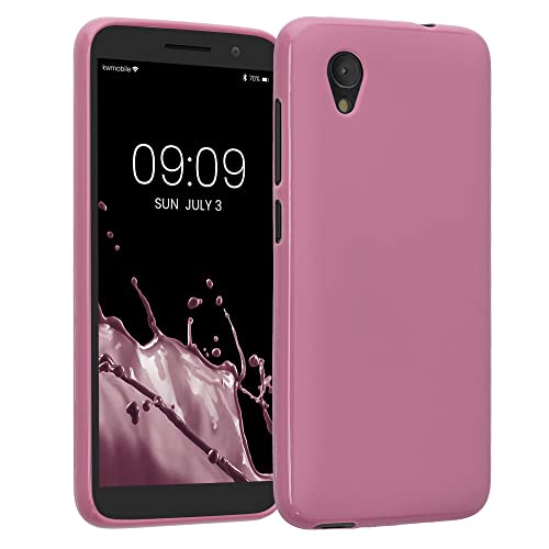 kwmobile Hülle kompatibel mit Alcatel 1 (5.0") Hülle - weiches TPU Silikon Case - Cover geeignet für kabelloses Laden - Dark Rose von kwmobile