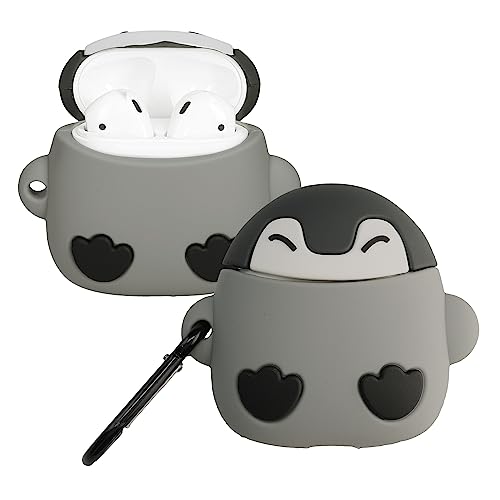 kwmobile Hülle kompatibel mit Apple Airpods 1 & 2 Hülle - Silikon Kopfhörer Schutzhülle Case Cover Grau Schwarz Weiß von kwmobile