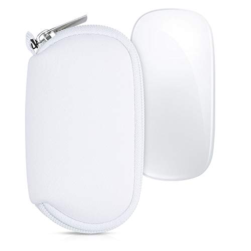 kwmobile Hülle kompatibel mit Apple Magic Mouse 1/2 - Neopren Hülle für PC Mouse Schutzhülle - Computer Maus Tasche - Neopren Tasche für PC-Maus - Weiß von kwmobile