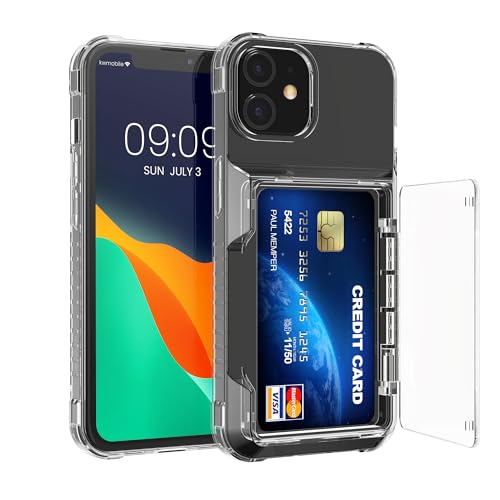 kwmobile Hülle kompatibel mit Apple iPhone 11 Hülle - Handyhülle mit Kartenfach - Kunststoff Hard Case in Transparent von kwmobile