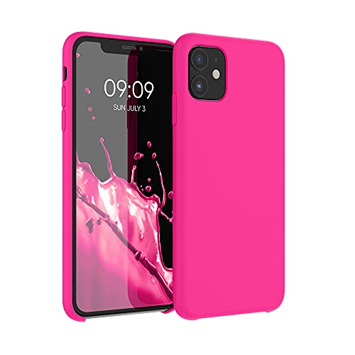 kwmobile Hülle kompatibel mit Apple iPhone 11 Hülle - Silikon Handy Case - Handyhülle weiche Oberfläche - kabelloses Laden - Neon Pink von kwmobile