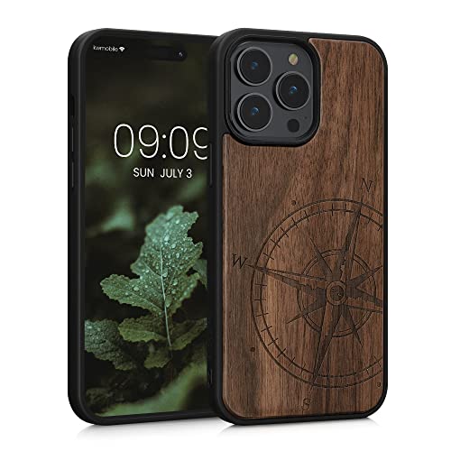 kwmobile Hülle kompatibel mit Apple iPhone 14 Pro Max Hülle - Holz Case - Handy Cover - TPU Handyhülle in Dunkelbraun Kompass Vintage kwmobile Hülle kompatibel mit Apple iPhone 14 Pro Max Hülle - Holz Case - Handy Cover - TPU Handyhülle in Dunkelbraun Kompass Vintage von kwmobile